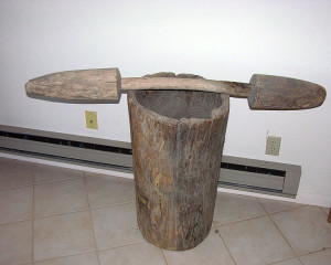 Wooden rice mortar